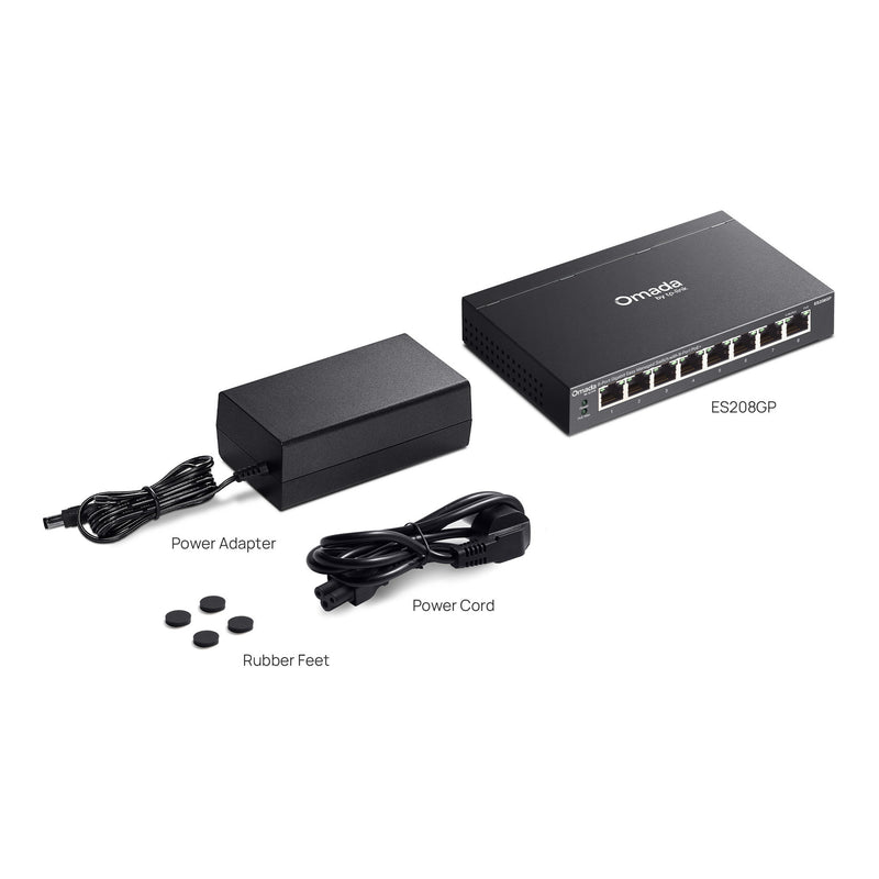 Afbeelding laden in galerijviewer, Tp-link omada es208gp 8-poort gigabit easy managed switch (zwart, 8x poe+)
