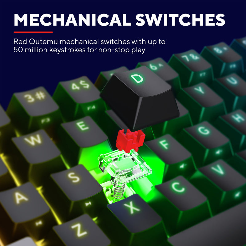 Load image into Gallery viewer, Trust gxt 867 acira 60% mini mechanisch gaming-toetsenbord, gaming toetsenbord (zwart, us lay-out, outemu red, 60%, rgb)