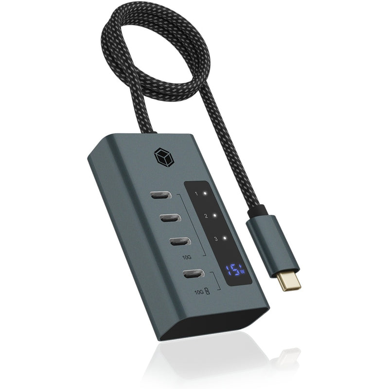 Afbeelding laden in galerijviewer, Icy box ib-hub1454-c31 usb-hub (grijs blauwgrijs, 4x usb-c 3.2 (10 gbit s))