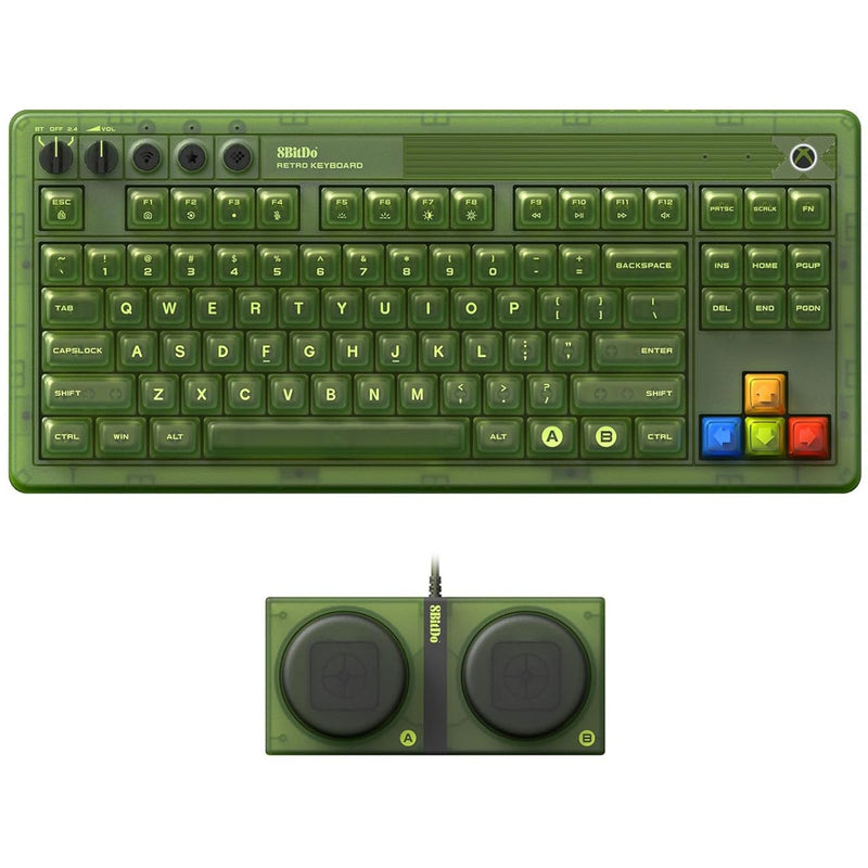 Afbeelding laden in galerijviewer, 8bitdo retro 87 mechanical keyboard - xbox edition (groen, us lay-out (qwerty), kailh box jellyfish x, 80% (tkl), abs keycaps, bluetooth 5.0, wireless 2.4g, usb)