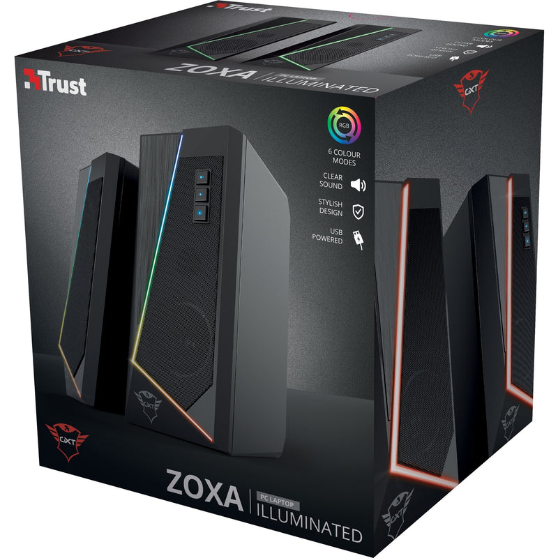 Load image into Gallery viewer, Trust gxt 609 zoxa rgb-verlichte speakerset pc-luidspreker (zwart, rgb led)