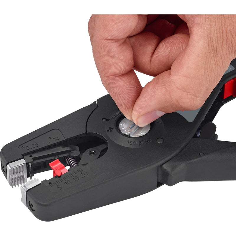 Load image into Gallery viewer, Knipex precistrip16 automatische afstriptang (zwart rood, geïntegreerde draadsnijder)