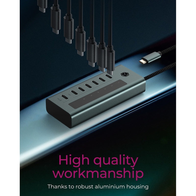 Laden Sie das Bild in Galerie -Viewer, Icy box 7-port usb-c 3.2 gen 2 usb-hub (blauwgrijs)
