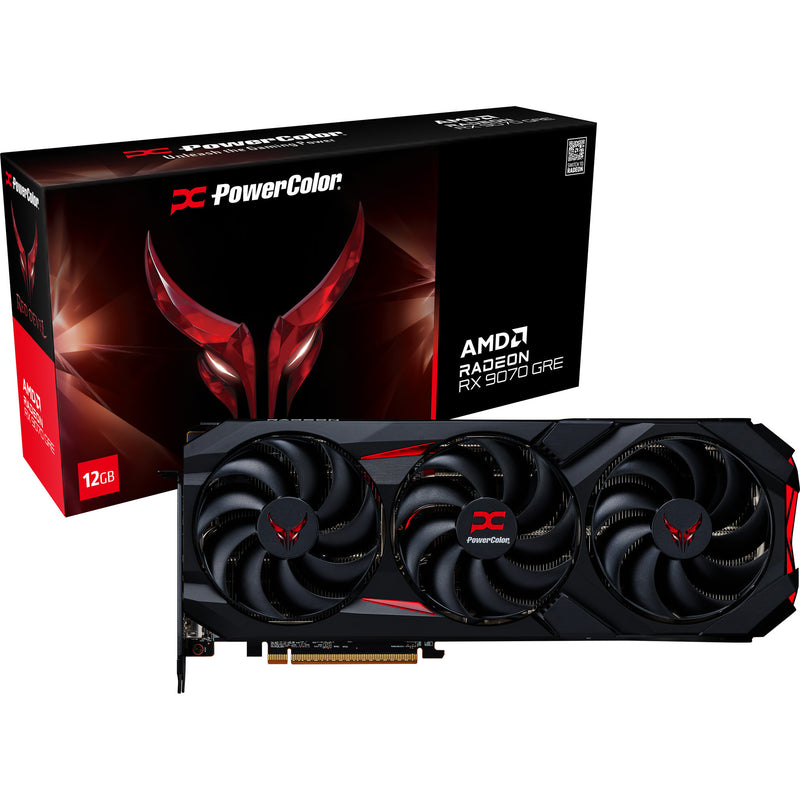 Afbeelding laden in galerijviewer, Powercolor radeon rx 9070 gre red devil 12gb gddr6 grafische kaart (zwart, rdna4, 3x displayport, 1x hdmi 2.1)
