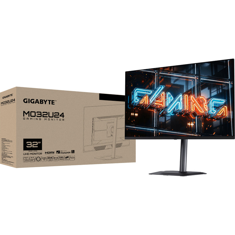 Load image into Gallery viewer, Gigabyte mo32u24 31.5 4k uhd gaming monitor (zwart, 2x hdmi, 1x displayport, usb, audio, amd free-sync, 240 hz)