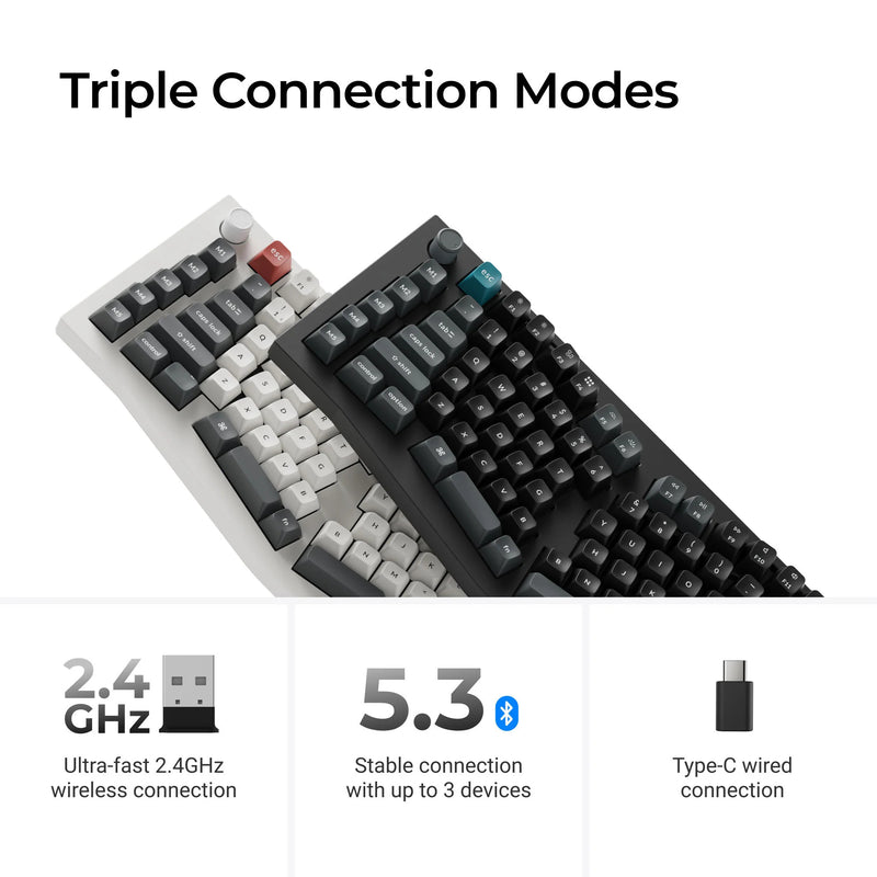 Load image into Gallery viewer, Keychron q13 ultra-p1 8k wireless custom mechanical keyboard (wit, us lay-out (qwerty), silk pom red, 96%, rgb, hot swap, 8k, 2.4 ghz | bluetooth 5.2 | usb-c)
