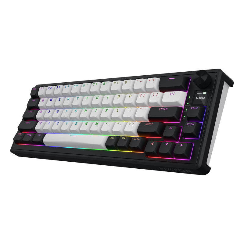 ギャラリービューアに画像をロードする, Hator skyfall mag ultima 8k wireless rgb mechanisch gaming toetsenbord (zwart, us lay-out (qwerty), hator aurum ice, 65%, rgb, double-shot pbt, hot-swap, 2.4ghz | bluetooth | usb-c)