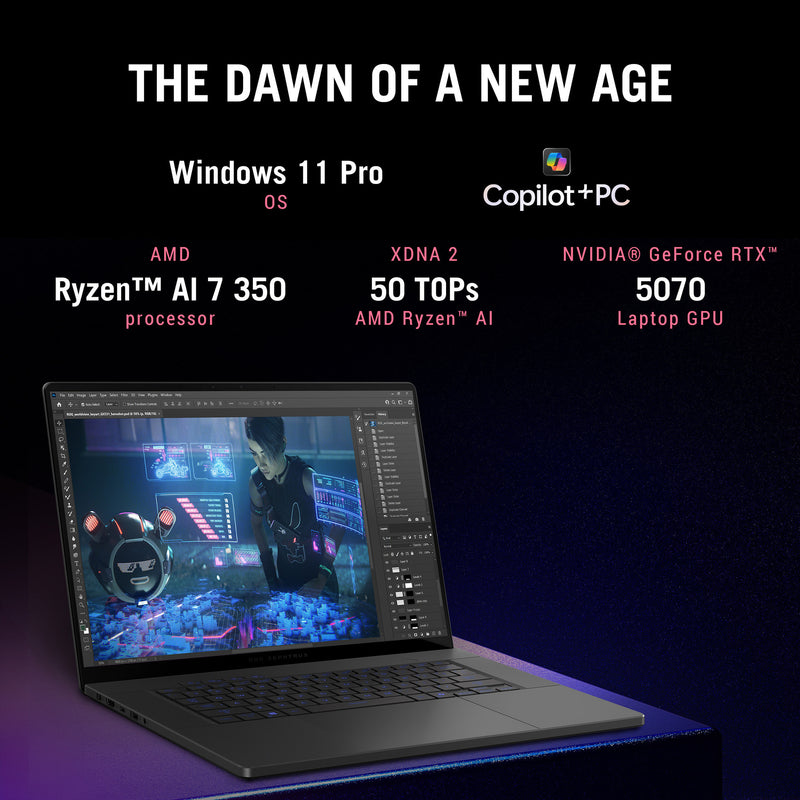 Chargez l'image dans la visionneuse de la galerie, Asus rog zephyrus g16 ga605km-qr010w 16 copilot+ gaming laptop (grijs | ryzen ai 7 350 | rtx 5060 | 32 gb | 1 tb ssd | oled)