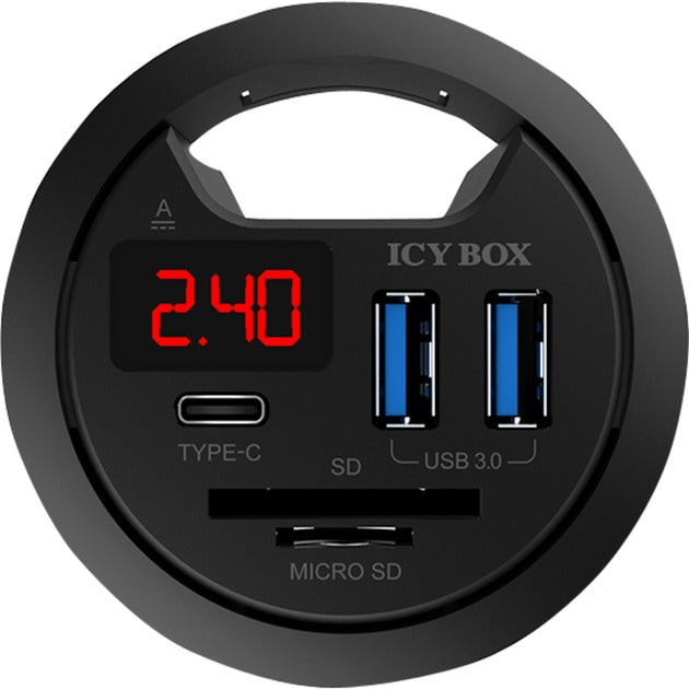 Cargue la imagen en el visor de la galería, Icy box ib-hub1404 usb-hub (zwart, incl. usb-c, sd- en microsd kaartlezer en oplaadfunctie)