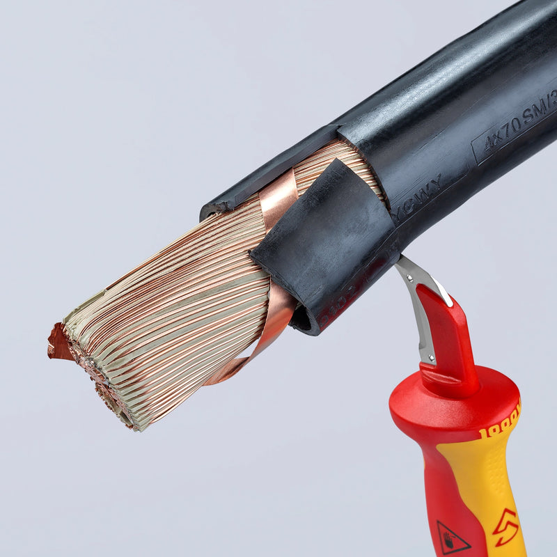 Load image into Gallery viewer, Knipex ontmantelingsmes 9855sb (rood geel, 180 mm)