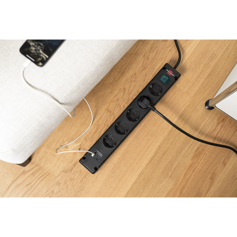 Load image into Gallery viewer, Brennenstuhl bremounta stekkerdoos 5-voudig met 2 usb c-laadcontactdozen stekkerdoos (zwart, 2x usb c)