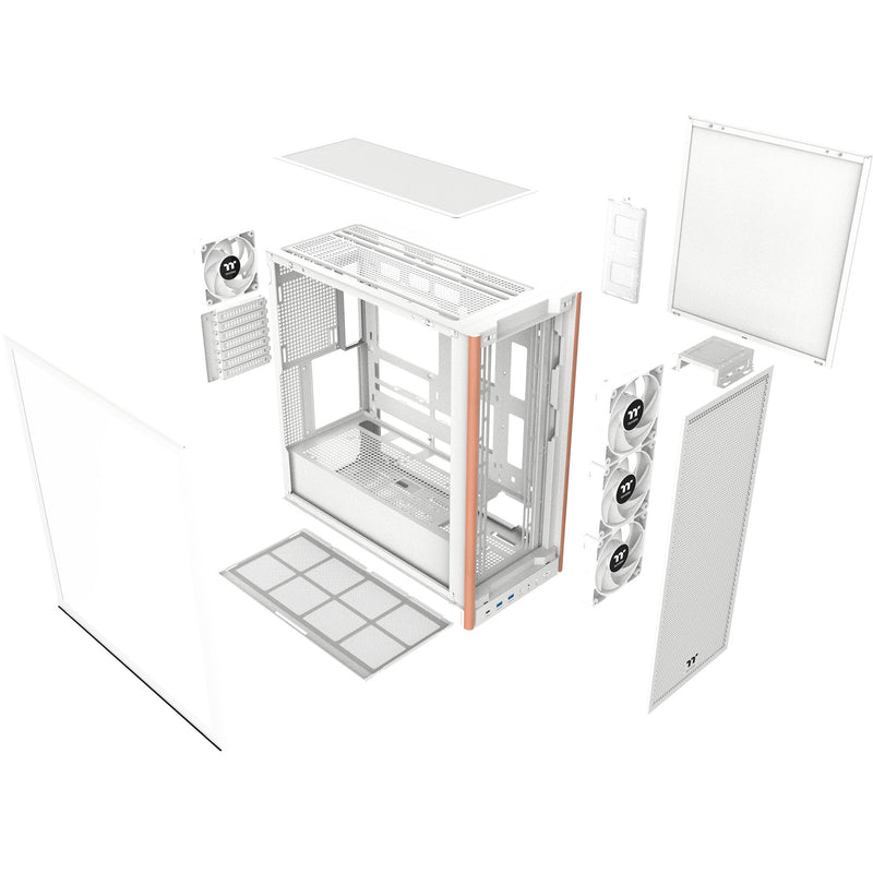 Load image into Gallery viewer, Thermaltake s370 ws snow midi tower behuizing (wit | 2x usb-a | 1x usb-c | tempered glass)