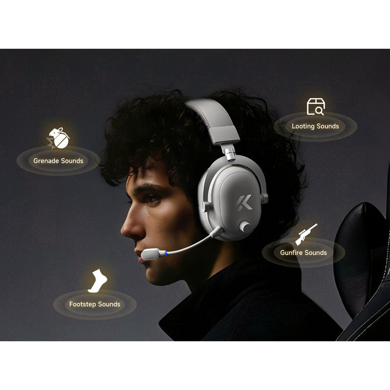 Afbeelding laden in galerijviewer, Mchose v9 turbo+ magnetic wireless over-ear gaming headset (hoogglans wit goud, nintendo switch, playstation 4, playstation 5, mobiel, pc, 2.4g bluetooth usb)