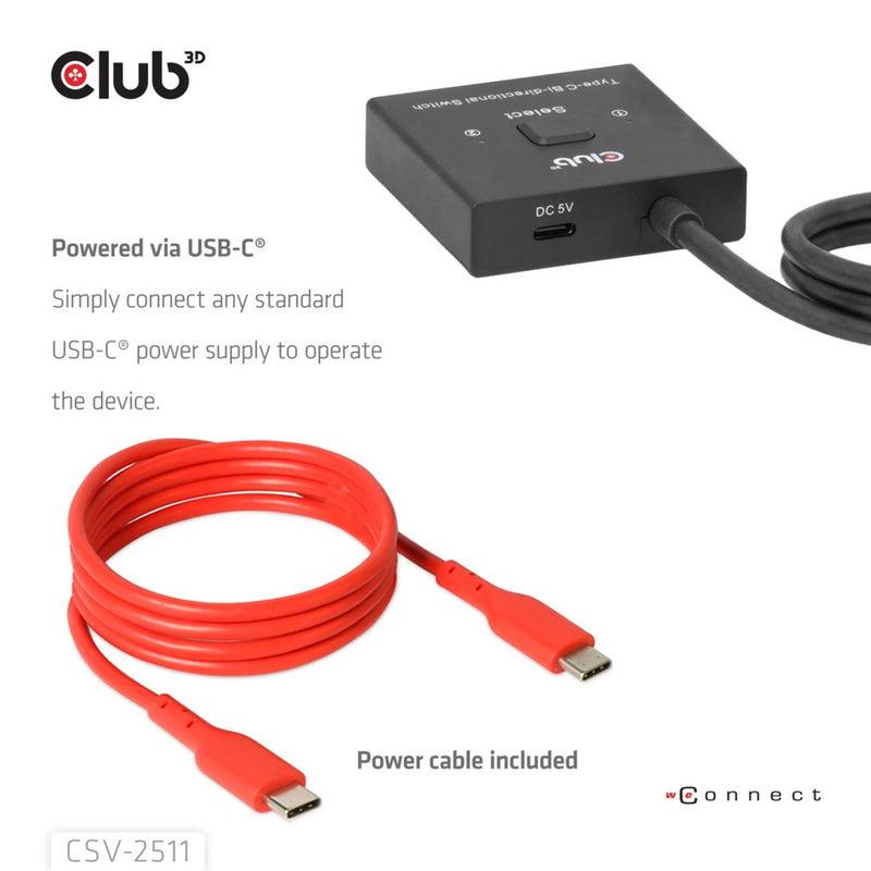 Laden Sie das Bild in Galerie -Viewer, Club 3d usb-c bi-directional video + data + pd switch usb-switch (zwart)