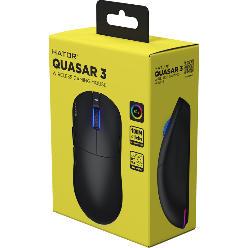 Chargez l'image dans la visionneuse de la galerie, Hator quasar 3 wireless gaming muis (zwart, 400 - 12.000 dpi, rgb, 2.4ghz bluetooth 5.1 usb)