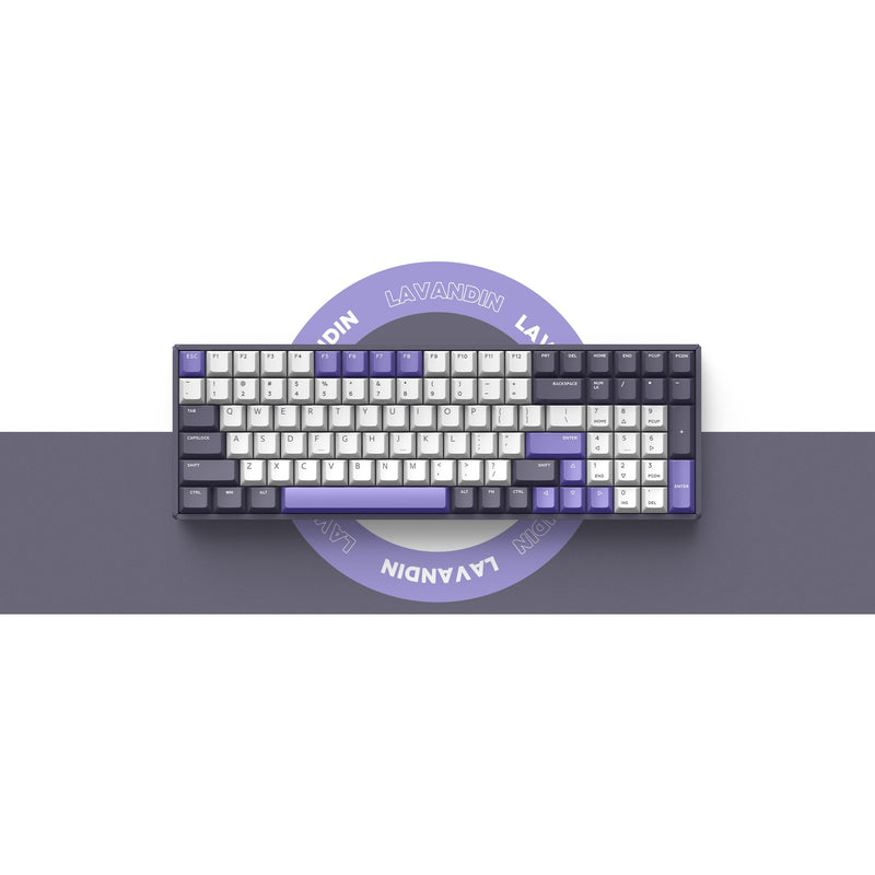 Load image into Gallery viewer, Iqunix f97 lavandin wireless mechanical keyboard, gaming toetsenbord (lavendel, us lay-out, cherry mx brown, rgb leds, 96%, hot-swappable, pbt, 2.4ghz | bluetooth 5.1 | usb-c)