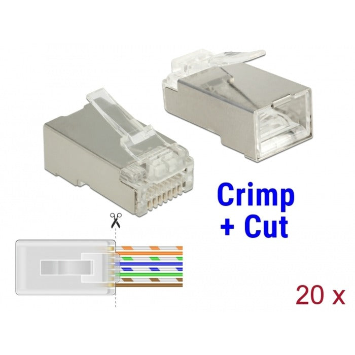 Load image into Gallery viewer, Delock rj45 crimp+cut plug cat.6 stp stekker (transparant, 20 stuks)