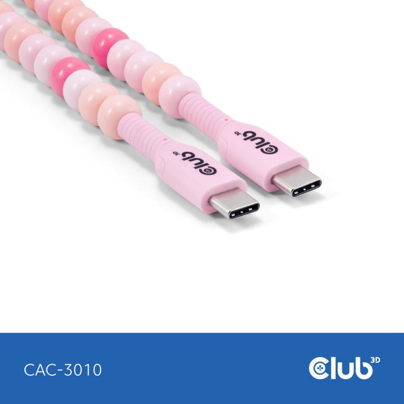 Laden Sie das Bild in Galerie -Viewer, Club 3d usb-c beaded cable pink, 2 meter kabel (roze)