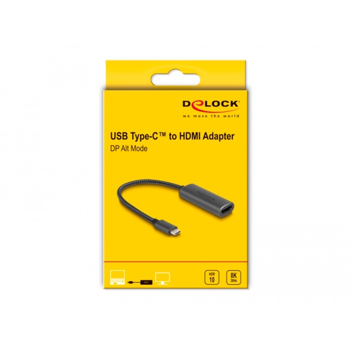 Load image into Gallery viewer, Delock usb-c (male) > hdmi (female) (dp alt mode) adapter (grijs, 0,2 meter)