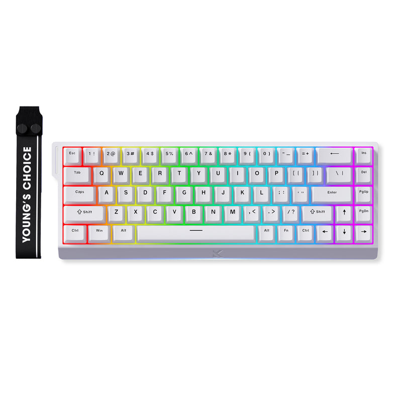 Afbeelding laden in galerijviewer, Mchose ace 68 hall effect magnetic switch gaming keyboard (wit, us lay-out (qwerty), ice rhino magnetic, 65%, rgb, hot swap, usb-c, hall effect sensor)