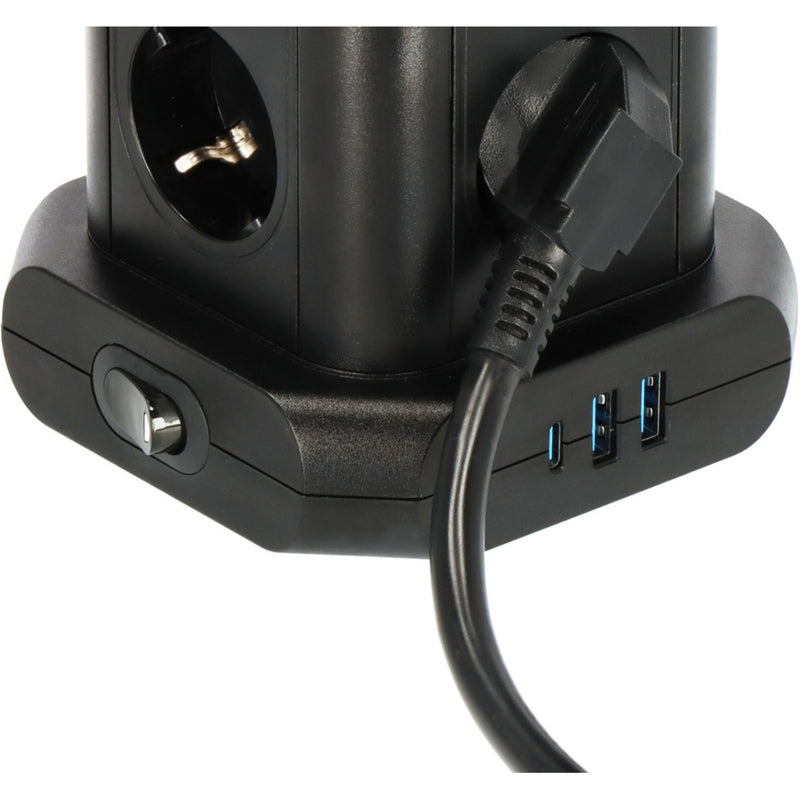 Load image into Gallery viewer, Brennenstuhl stekkerdoos toren met 8 stekkerdozen in 45° opstelling stekkerdoos (zwart, 2x usb a, 1x usb c power delivery)