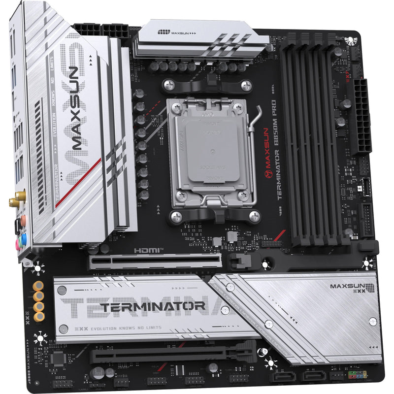 Laden Sie das Bild in Galerie -Viewer, Maxsun ms-terminator b850m pro wifi socket am5 moederbord (zwart, raid, 2.5 gb-lan, wlan, bt, sound, µatx)
