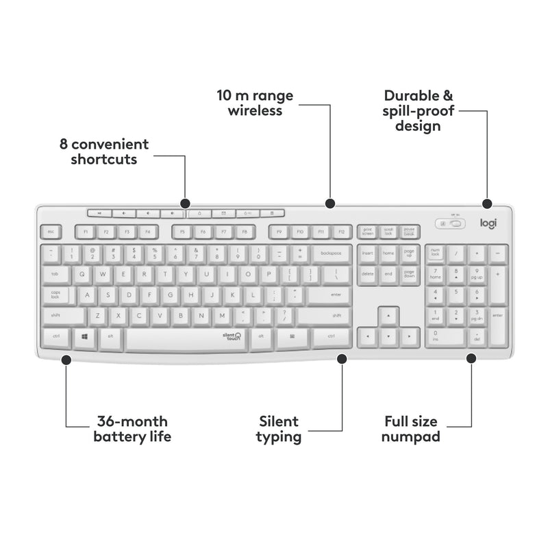 Load image into Gallery viewer, Logitech mk295 silent wireless keyboard and mouse combo, desktopset (grijs, us-international)