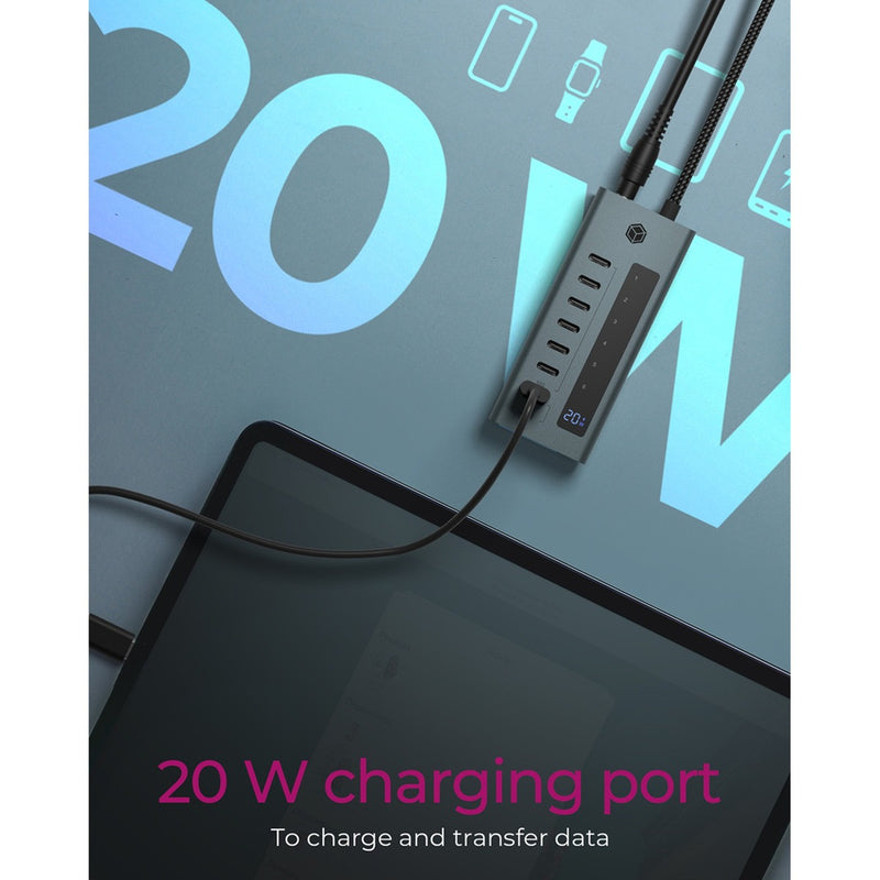 Laden Sie das Bild in Galerie -Viewer, Icy box 7-port usb-c 3.2 gen 2 usb-hub (blauwgrijs)