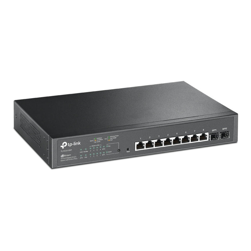 Chargez l'image dans la visionneuse de la galerie, Tp-link omada sg2210mp jetstream 10-poorts gigabit smart-switch (zwart, 8x poe+, 2x gigabit sfp)