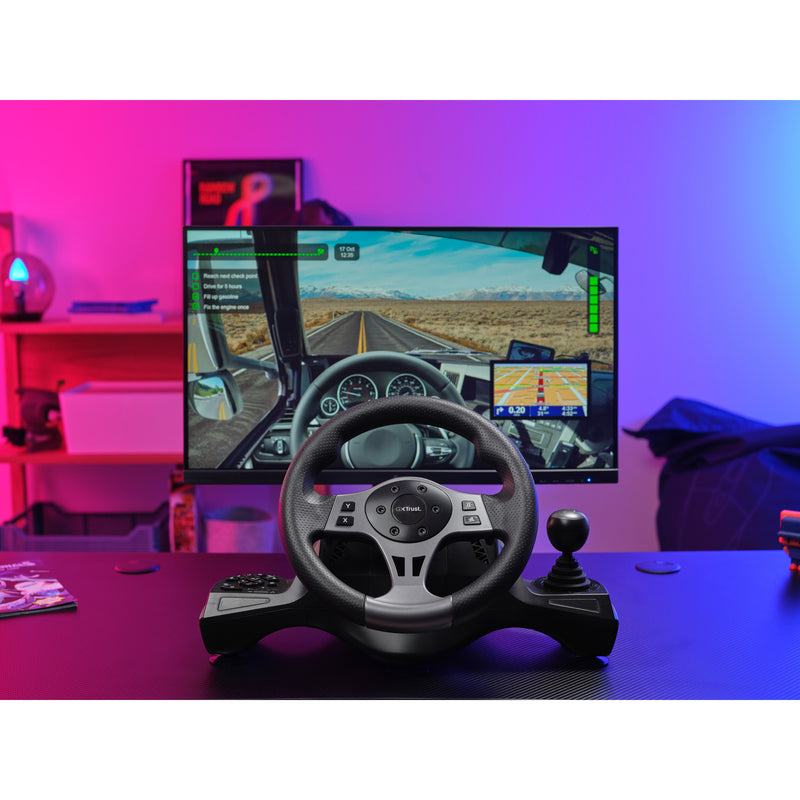 Load image into Gallery viewer, Trust gxt 289 movi racestuur stuur (zwart, pc, xbox series x s, switch, playstation 4)