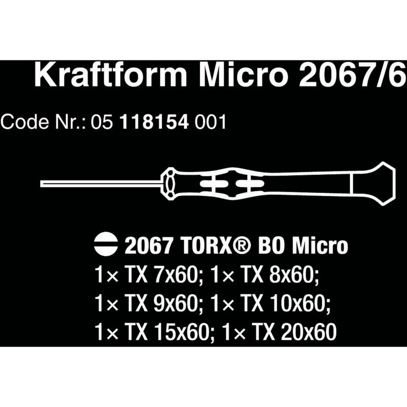 Load image into Gallery viewer, Wera 2067 6 elektronica torx bo schroevendraaierset + rek (zwart groen, 6-delig)