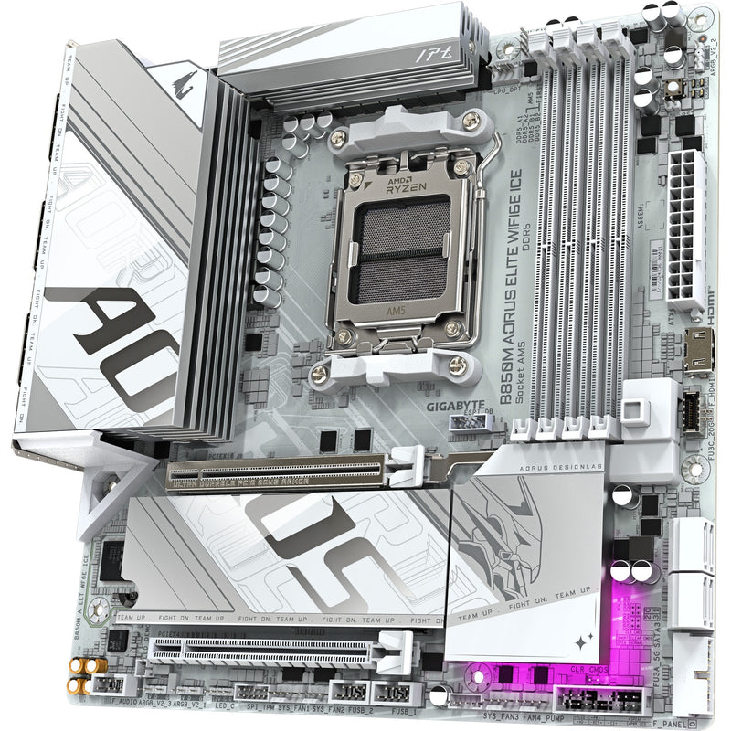 Load image into Gallery viewer, Gigabyte b850m aorus elite wifi6e ice socket am5 moederbord (zilver wit, raid, 2,5gb-lan, wi-fi 6e, bt, sound, µatx)