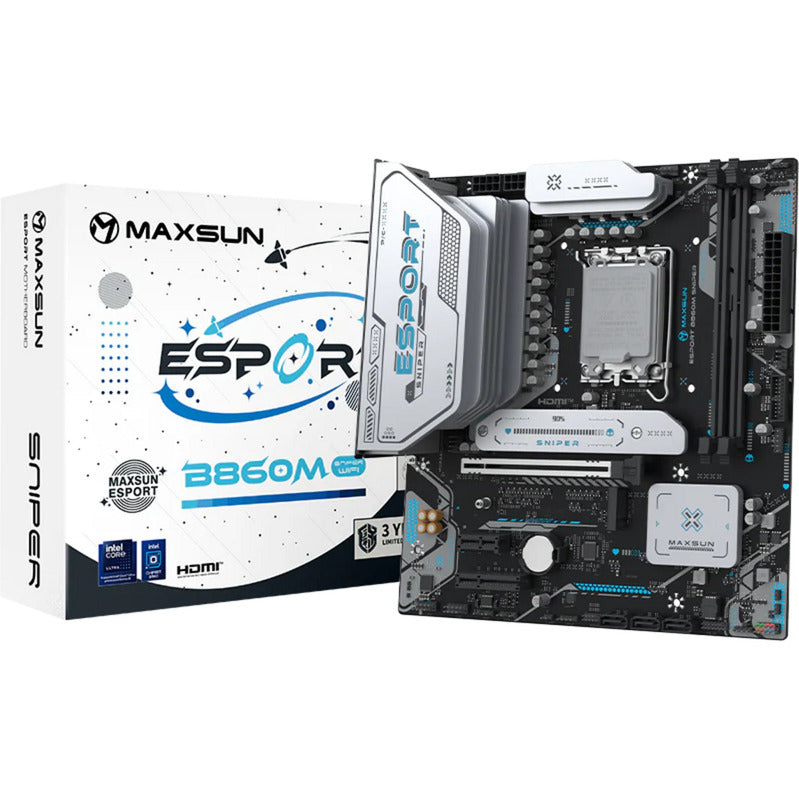 Laden Sie das Bild in Galerie -Viewer, Maxsun ms-esport b860m sniper wifi socket 1851 moederbord (zwart, raid, 2.5 gb-lan, wlan, bt, sound, µatx)