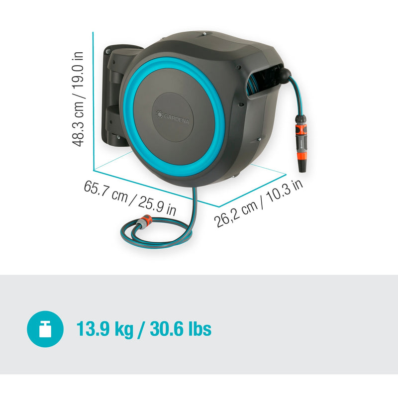 Load image into Gallery viewer, Gardena wandslangenbox rollup xl slanghaspel (grijs turquoise, 18630-20, 35 meter)