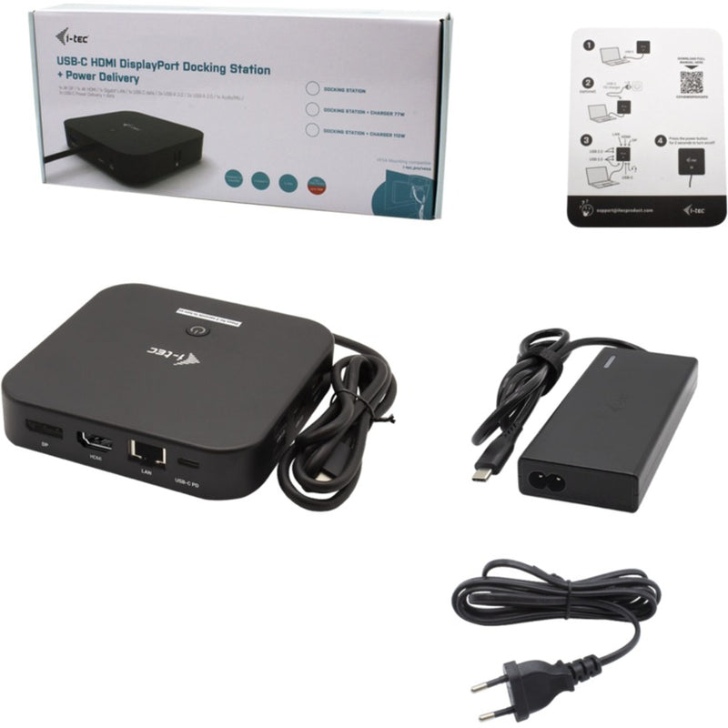 Load image into Gallery viewer, I-tec usb-c hdmi dp docking station with power delivery 65w + universal charger 77 w (zwart)