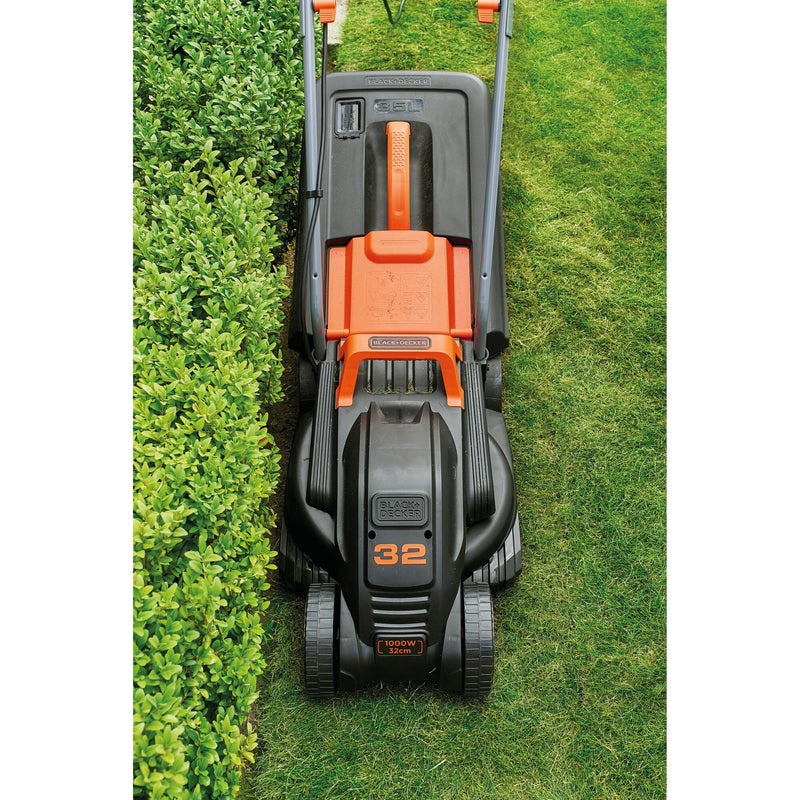 Afbeelding laden in galerijviewer, Black+decker 1000w 32cm grasmaaier + 250w grastrimmer (zwart oranje, gazons tot 250m²)