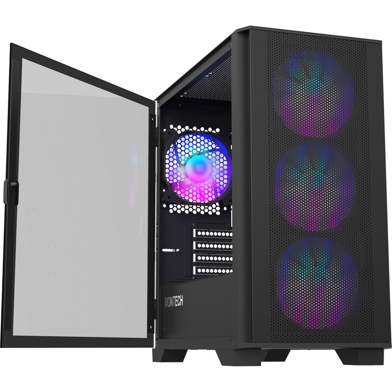 Load image into Gallery viewer, Montech air 100 argb mini tower behuizing (zwart | 3x usb-a | tempered glass)