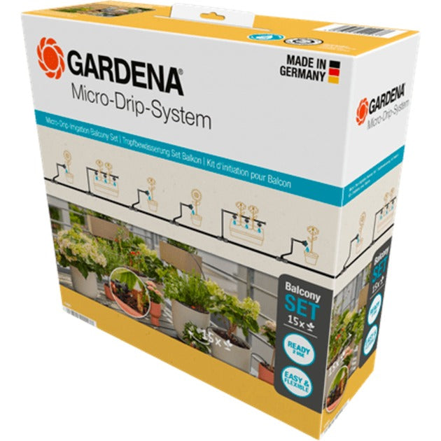 Afbeelding laden in galerijviewer, Gardena micro-drip-bewatering balkon set (15 planten) druppelaar (zwart grijs)