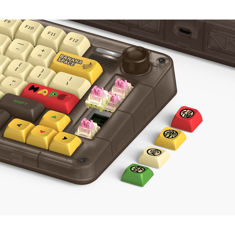 Laden Sie das Bild in Galerie -Viewer, Iqunix zx75 happy ape wireless mechanical keyboard (bruin, us lay-out (qwerty), ttc holy panda, 75%, rgb leds, hot-swappable, double-shot pbt, 2.4ghz | bluetooth 5.1 | usb-c)