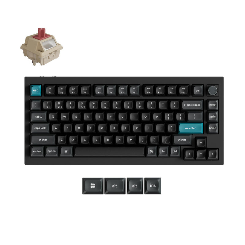 Load image into Gallery viewer, Keychron q1 ultra-m1 8k wireless custom mechanical keyboard (zwart, us lay-out (qwerty), silk pom red, 75%, rgb, hot swap, 8k, 2.4 ghz | bluetooth 5.2 | usb-c)