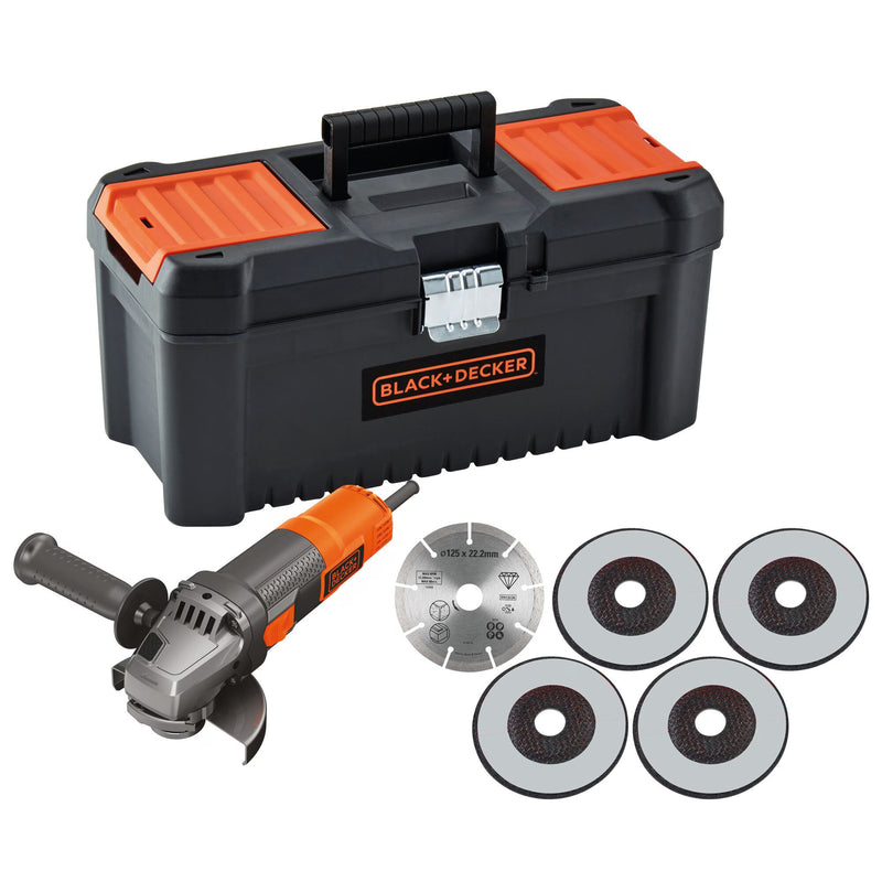 Afbeelding laden in galerijviewer, Black+decker beg220ka5-qs 900w 125mm haakse slijper met accessoires (oranje zwart)