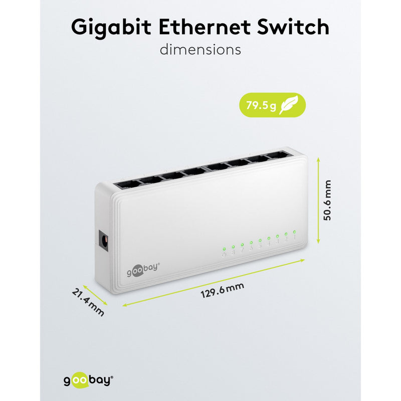 ギャラリービューアに画像をロードする, Goobay 8-poort gigabit ethernet switch (wit)