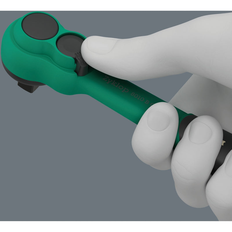 Load image into Gallery viewer, Wera 8010 b zyklop comfort ratel (zwart groen, met omschakelpal en 3 8 aandrijving)