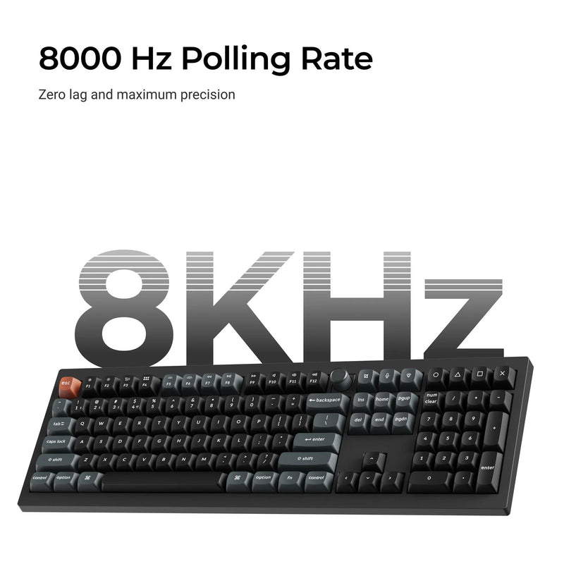 Load image into Gallery viewer, Keychron v6 ultra 8k wireless custom mechanical keyboard (zwart, us lay-out (qwerty), silk pom brown, 100%, rgb, hot swap, 2.4 ghz | bluetooth 5.3 | usb-c)