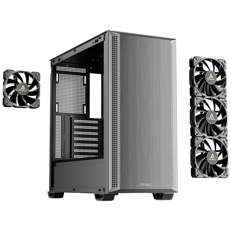 Afbeelding laden in galerijviewer, Antec p7 s midi tower behuizing (zwart zilver | 2x usb-a | 1x usb-c)