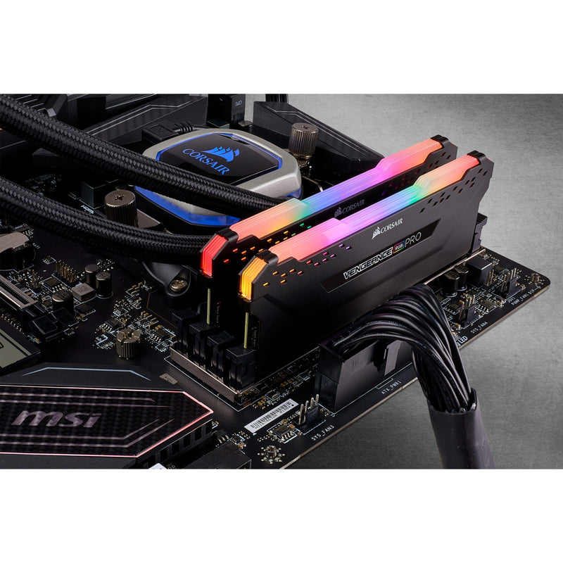 Afbeelding laden in galerijviewer, Corsair vengeance rgb pro 32 gb ddr4-3200 (2x 16 gb) werkgeheugen (zwart, cmw32gx4m2e3200c16, xmp 2.0)