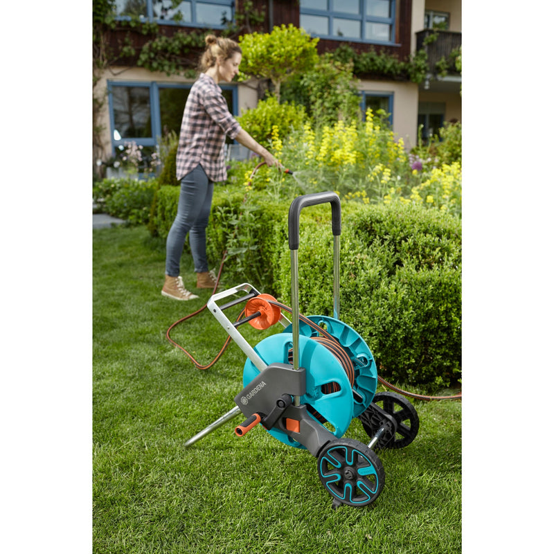 Load image into Gallery viewer, Gardena slangenwagen aquaroll m easy set (turquoise grijs, 18517-20)
