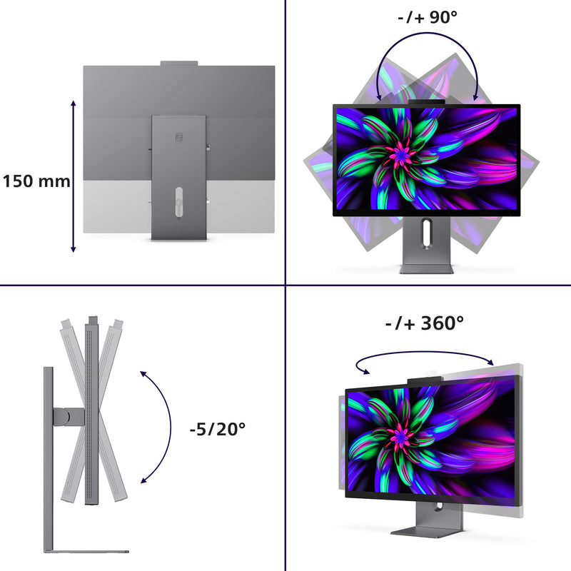 Cargue la imagen en el visor de la galería, Philips brilliance 27e3u7903 27 5k uhd monitor (grijs, hdmi, 2x usb-a, usb-c, thunderbolt 4, rj-45, webcam)