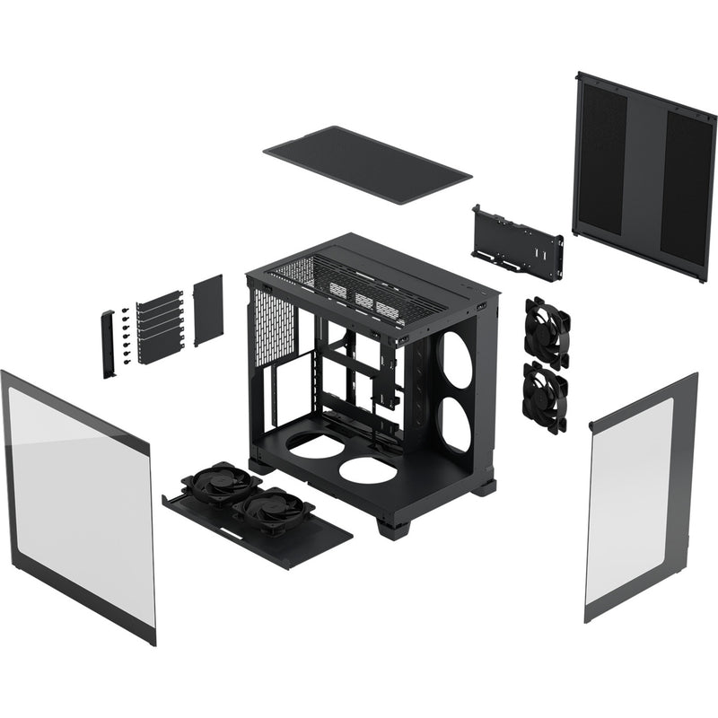 Cargue la imagen en el visor de la galería, Fractal design pop 2 vision midi tower behuizing (zwart | 1x usb-a | 1x usb-c | tempered glass)