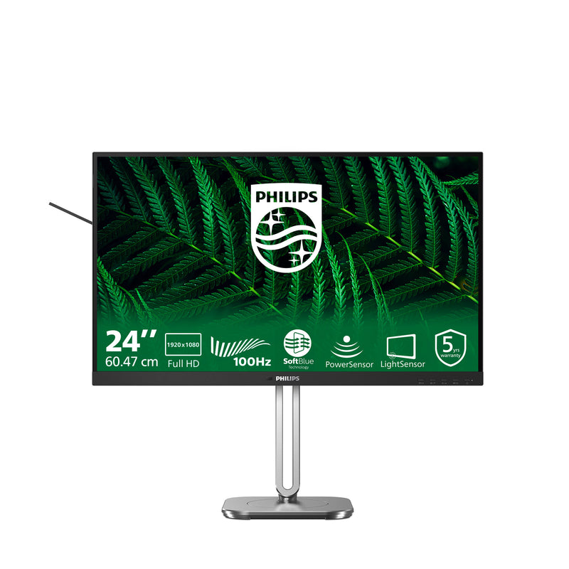 Chargez l'image dans la visionneuse de la galerie, Philips 24b2g5200 23.8 monitor (zilver zwart, vga, hdmi, displayport, usb, audio, 100 hz)